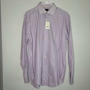 Saks 5th Avenue Lavender Bengal Striped Men’s Button Down Shirt Size 41 Cotton M